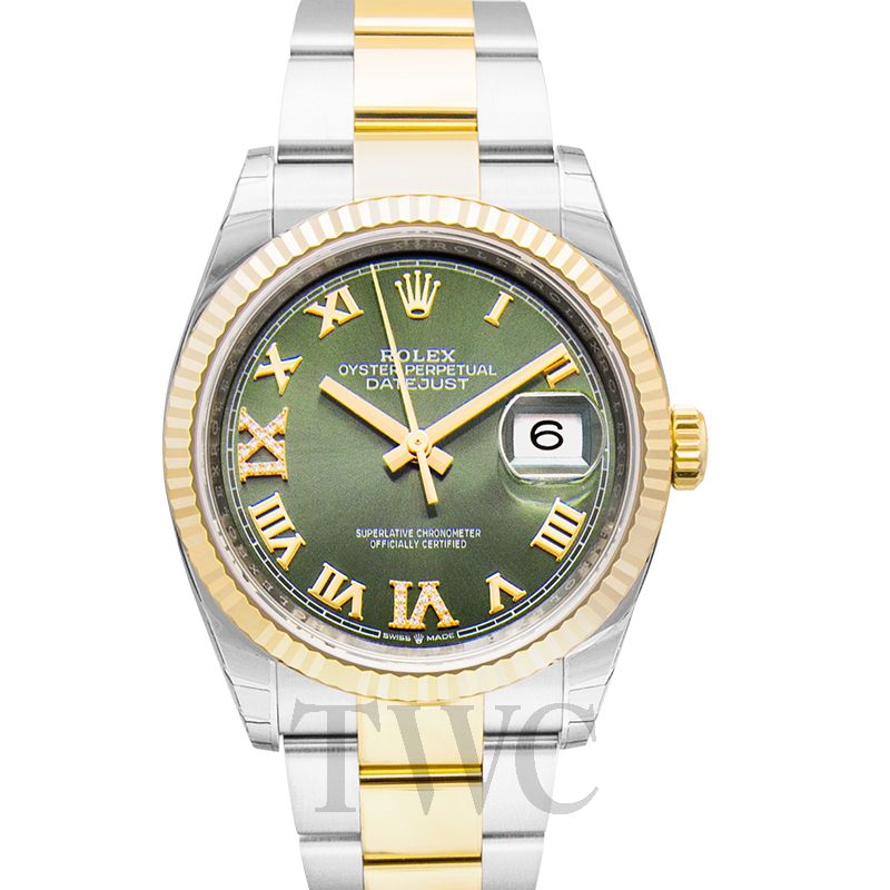Never-Worn Datejust 36mm 18k Yellow Gold and Stainless Steel Olive