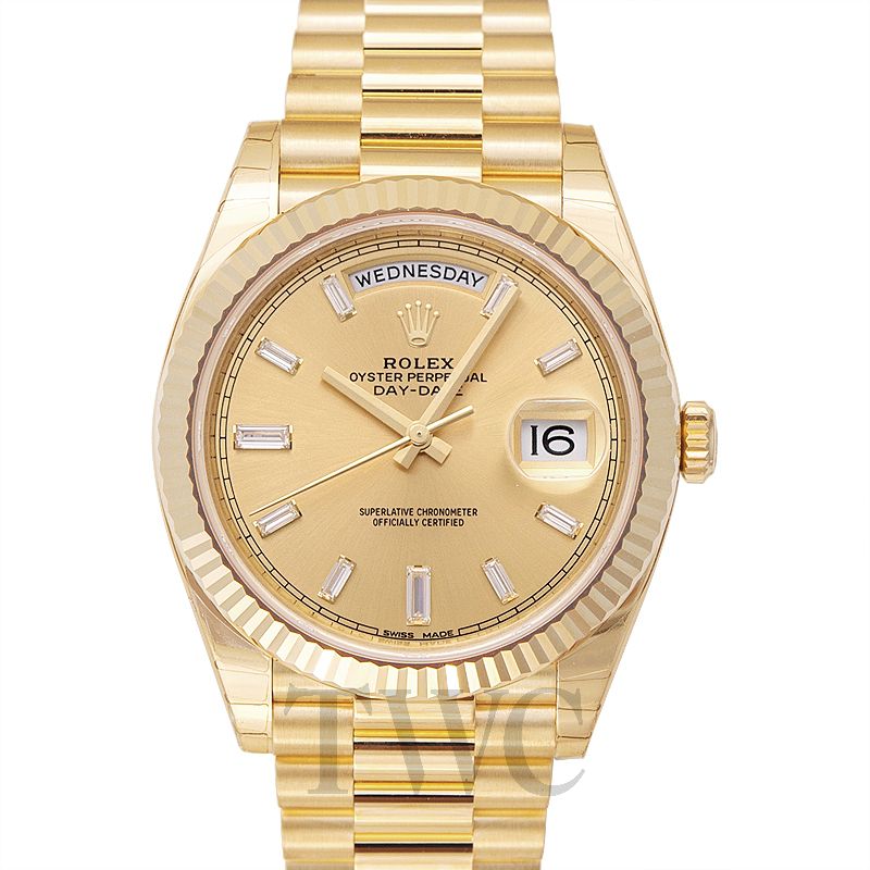 rolex day date 40 yellow gold champagne dial