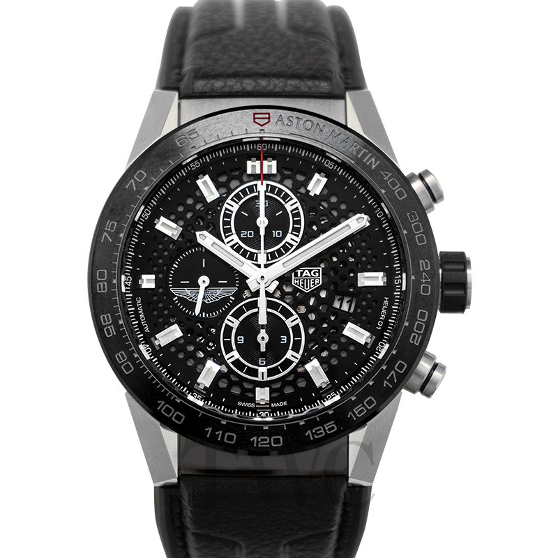Tag Heuer Men's CV201AS.FC6429 Carrera Chronograph Black Leather Watch