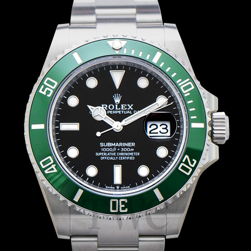 Rolex Two Tone Date Submariner with Green Dial Green Bezel
