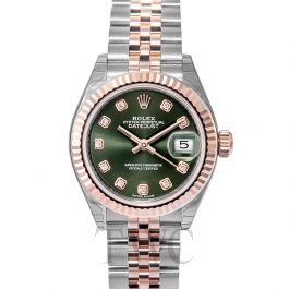 Rolex datejust green cheap dial rose gold