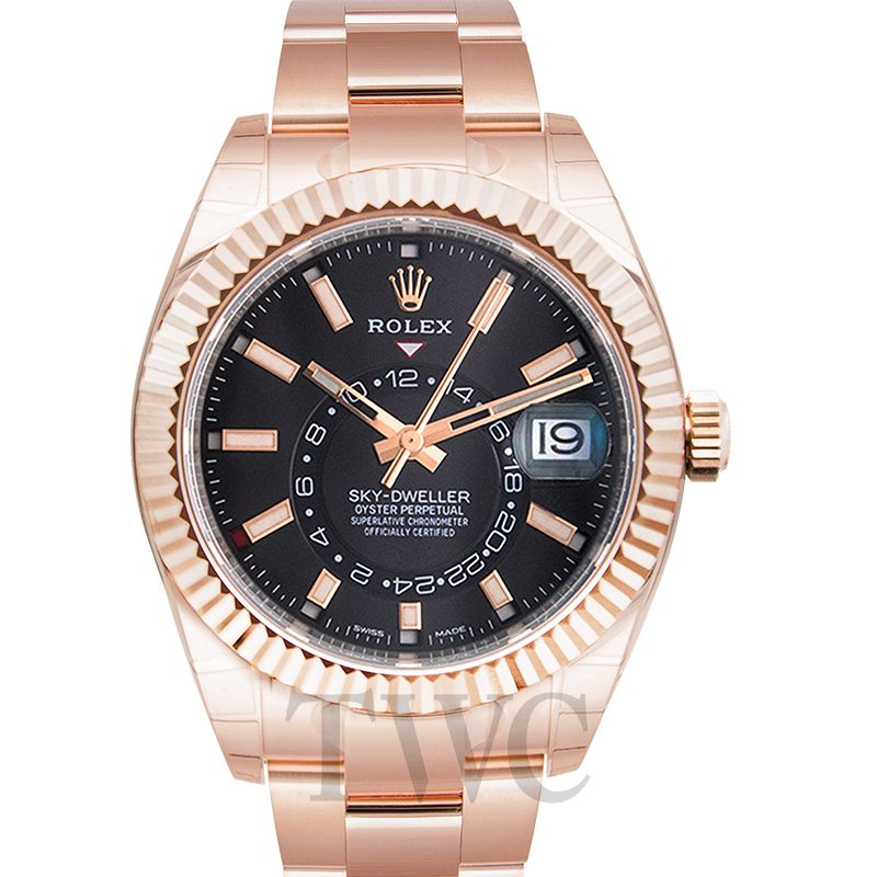 front view of Rolex Sky Dweller 18kt Everrose Gold Ref. 326935-0007 watch