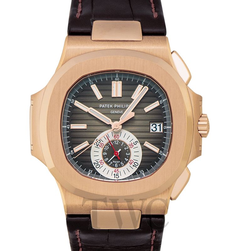 front view of Patek Philippe Nautilus Black-Brown Dial 18kt Rose Gold Ref. 5980R-001 watch