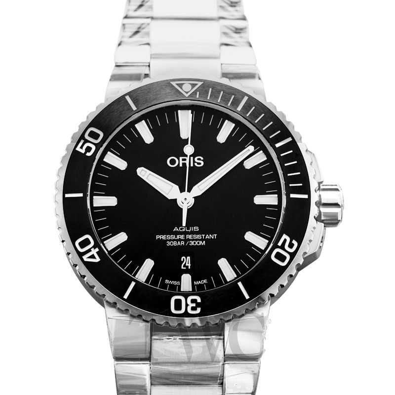 oris aquis date black dial