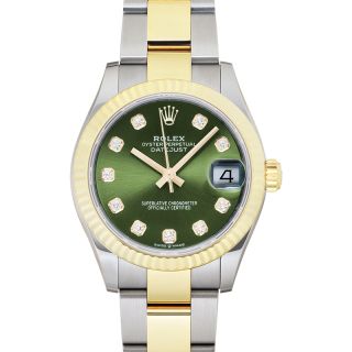 Rolex Olive Green 18K Yellow Gold Stainless Steel Datejust 278273